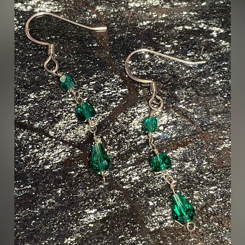 Elegant Green Glass Handmade Dangle Earrings